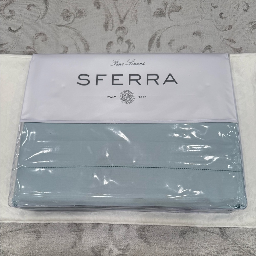 SFERRA MATTEO SATEEN KING DUVET SET WITH SHAMS 3-PIECE AQUAMARINE MADE IN ITALY